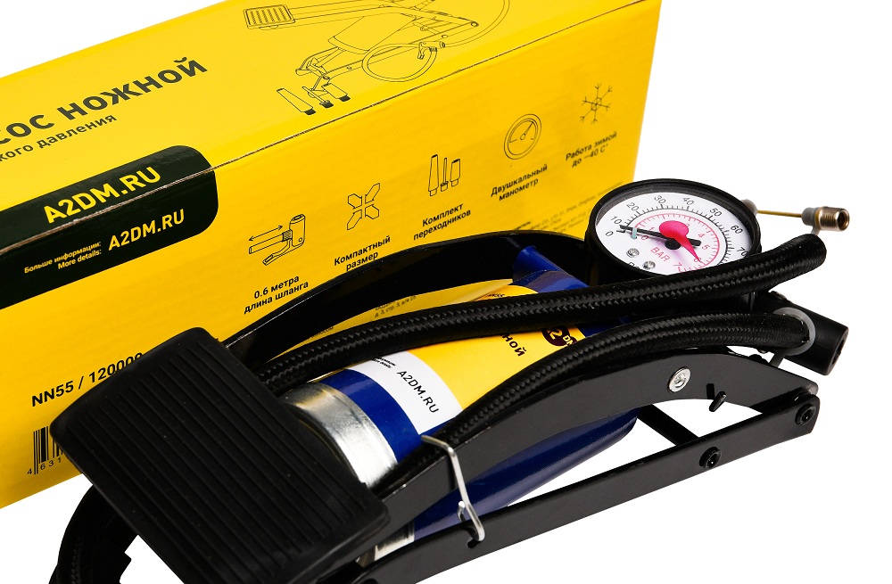 Насос ножной A2DM, манометр, армированный шланг 60см