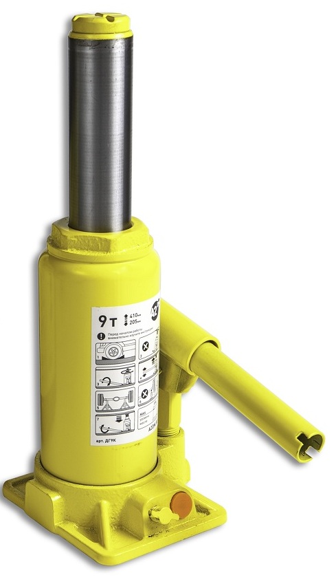 A2DM Домкрат гидравлический 9т, перепуск. клапан, морозост масло -40, 205-410мм, кейс